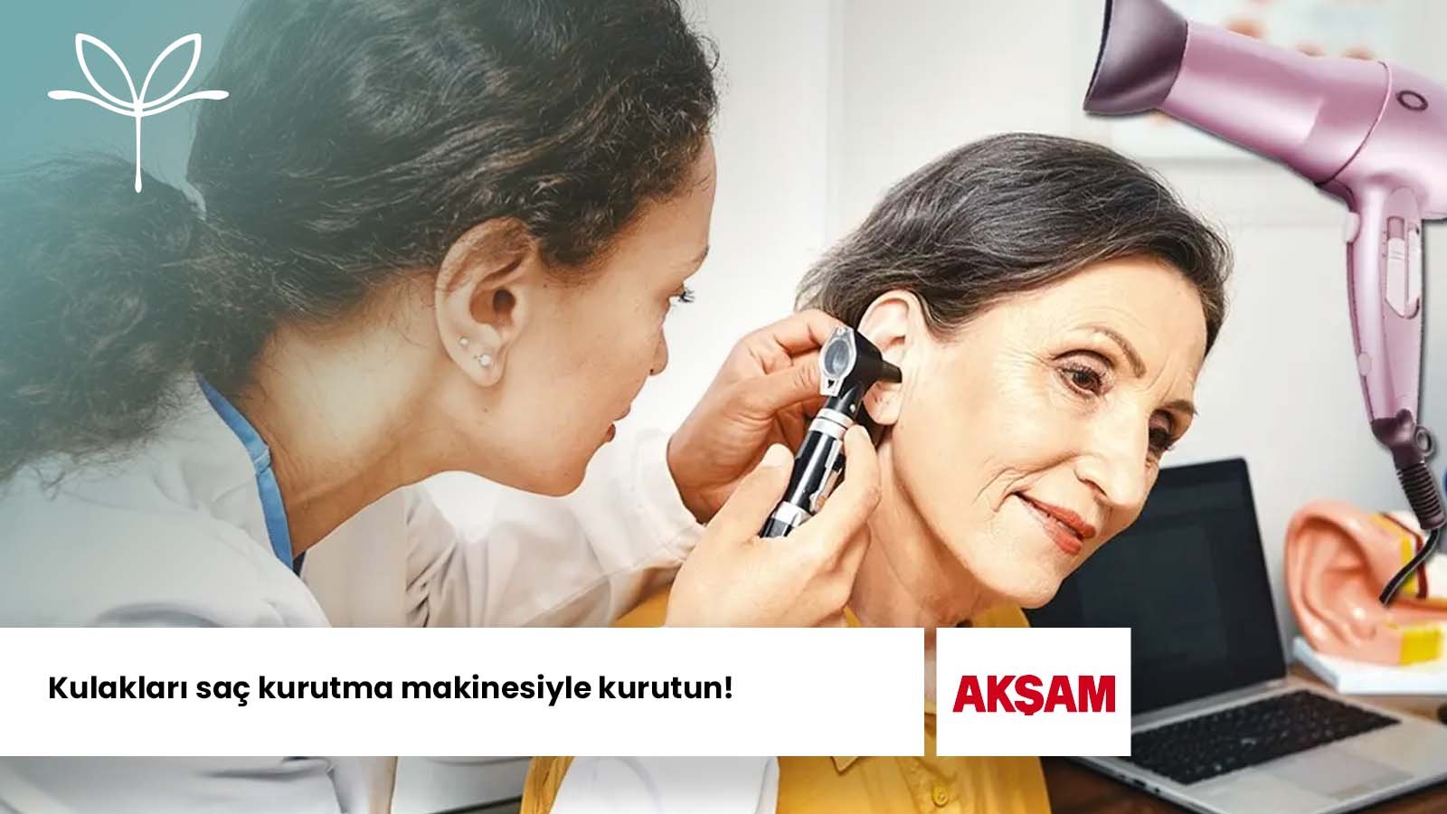 Kulaklari sac kurutma makinesiyle kurutun Basın